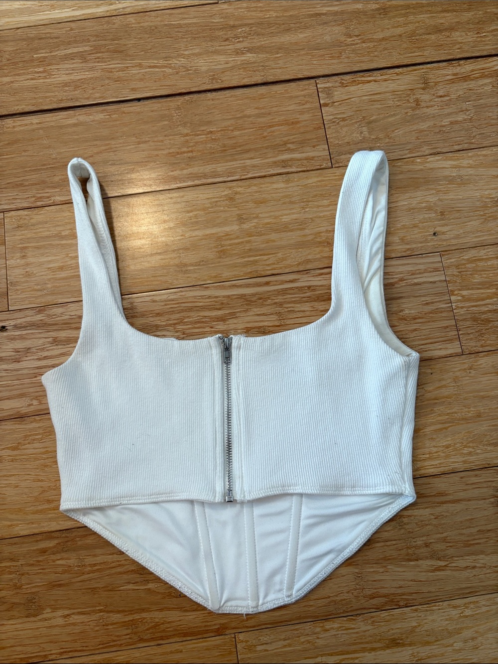 Princess Polly White Ribbed Corset Crop Top - Picture 2 of 3